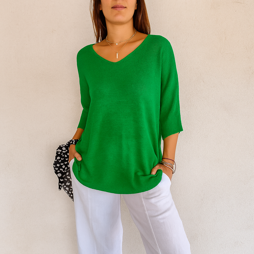 Celine™ | Classic V-Neck Knit Blouse
