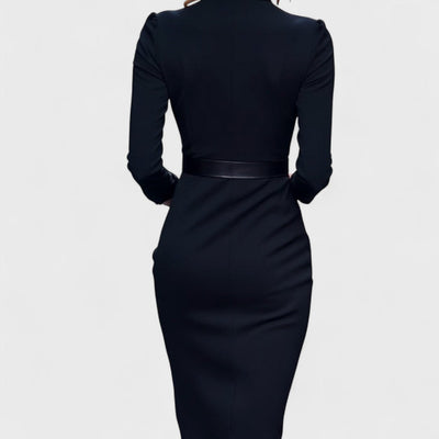 Mandarin™ | Luxurious Black Belted Dress