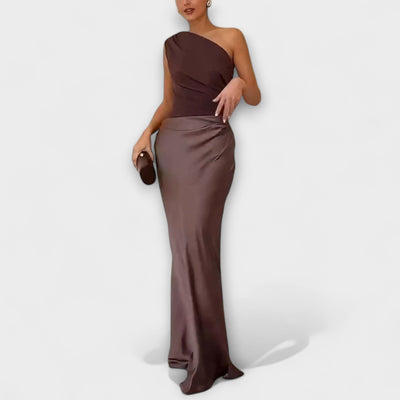 Aveline™ | One-Shoulder Pleated Maxi Dress