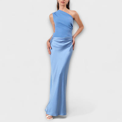 Aveline™ | One-Shoulder Pleated Maxi Dress